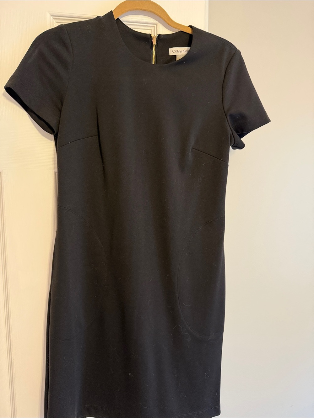 Calvin Klein Navy-Black Short Sleeve Sheath Dress